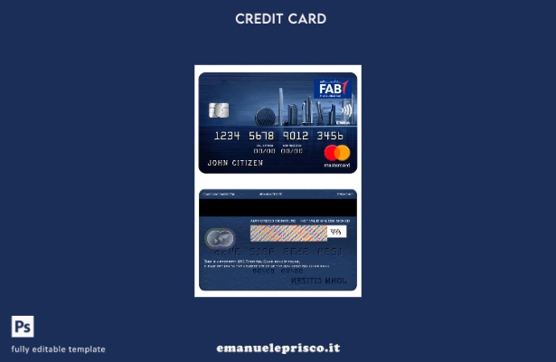 modello di carta mastercard bancaria degli Emirati Arabi Uniti in stile verifica